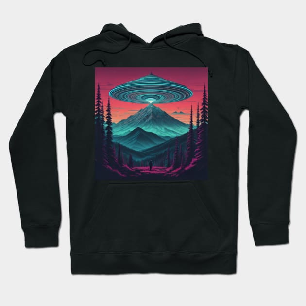 UFO Chronicles Podcast - UFO Glitch Artwork V7 Hoodie by UFO CHRONICLES PODCAST